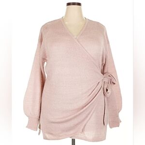 Eloquii Soft Pink V-Neck Wrap Sweater